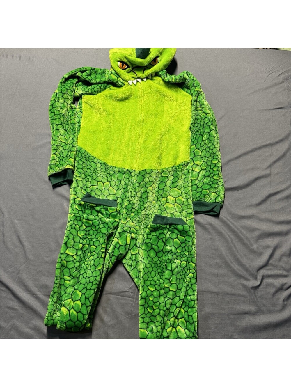 Saint Eve Kids Dinosaur Pajamas Large 14/16 Green Lizard One Piece Hooded